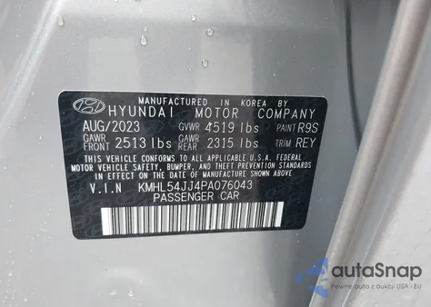 2023 Hyundai Sonata Hybrid Limited из США, поврежденный, VIN KMHL54JJ4PA076043